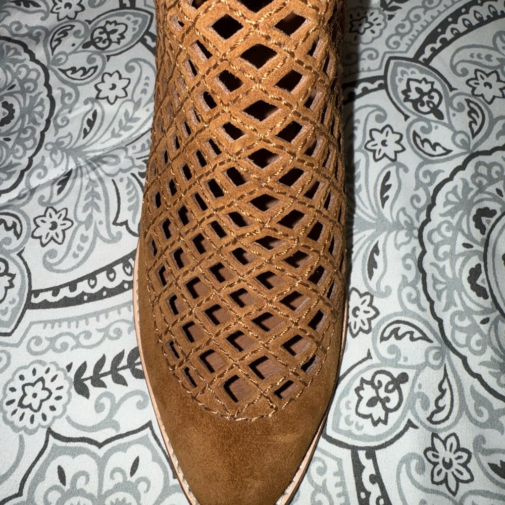 Jeffrey Campbell Brown Suede Taggart Lattice Ankle Boots - Picture 9 of 14